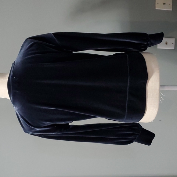 BEAUTIFUL MADEWELL VALVET BLUE LONG SLEEVE BLOUSE - Picture 4 of 6